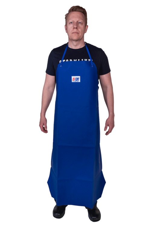 Man wearing heavy duty PVC apron