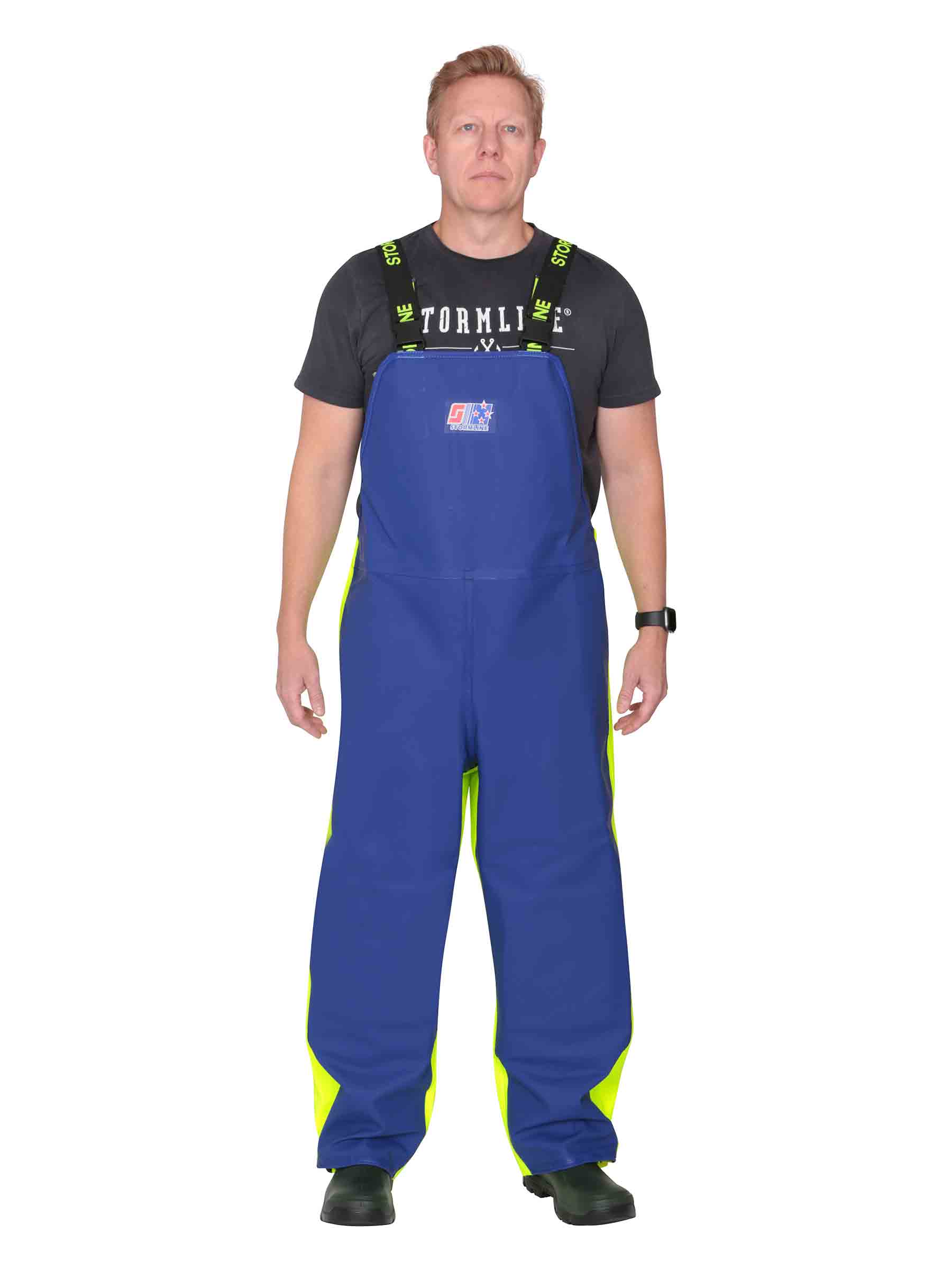 Stormline Crew 654 Heavy Duty PVC Bib and Brace Pants, Medium (M) Neon/Blue
